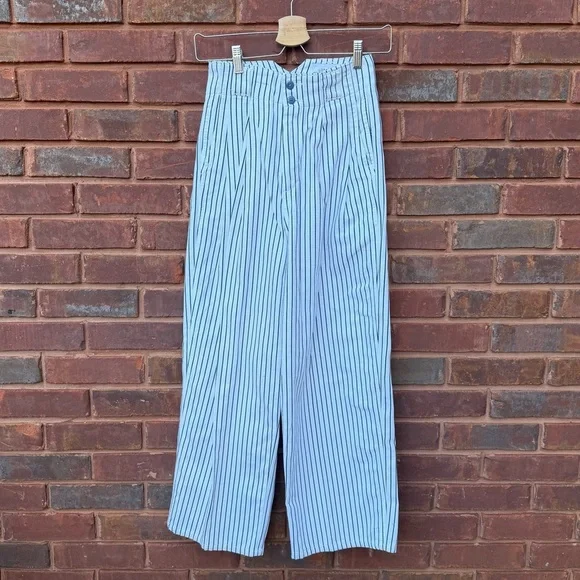 UO Urban Outfitters Mack Striped Pleated High-Waisted Trouser Pant Streetwear - Picture 2 of 7